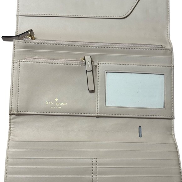 Kate Spade New York Riverside Phoenix Leather Travel Wallet Large  Beige - Picture 3 of 6